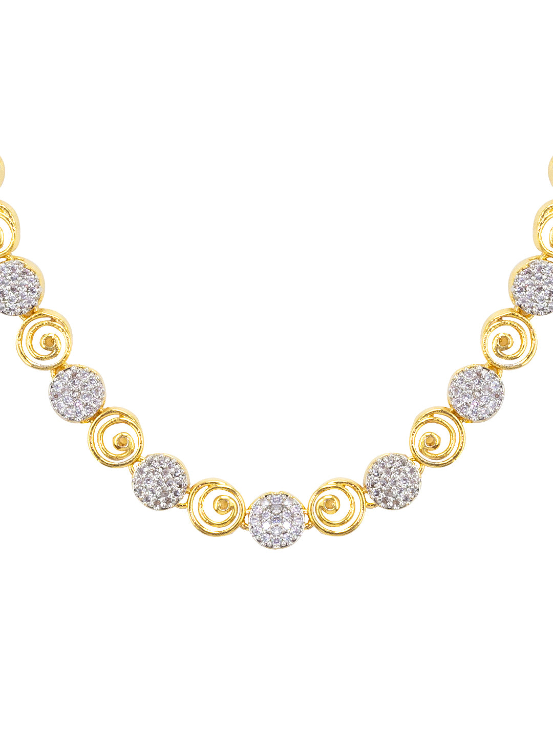 Gold Plated American Diamond Minimal Design Jewellery Set