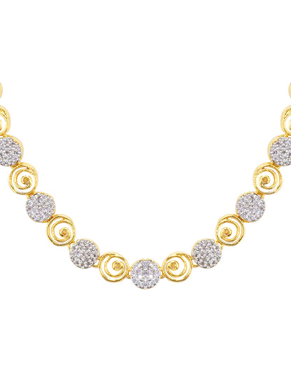 Gold Plated American Diamond Minimal Design Jewellery Set