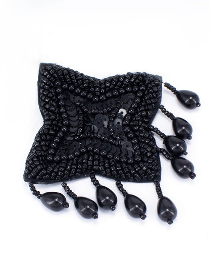 Black Star Shaped Beaded Stud Earrings