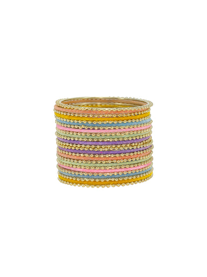 Set Of 26 Gold-Plated Textured Bangles