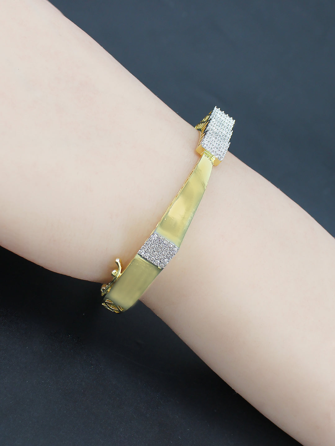 Gold Plated American Diamond Studded Bracelet Gift For Women