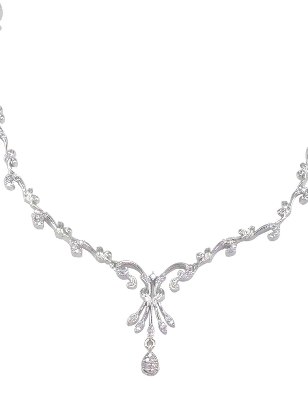 Rhodium Plated American Diamond Jewellery Set