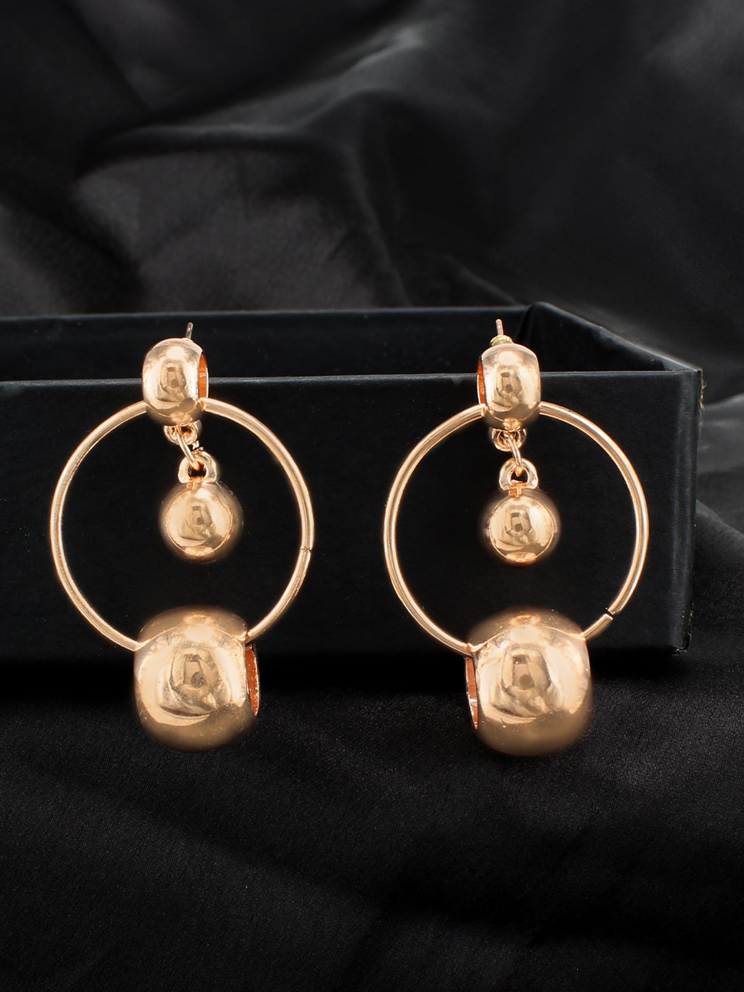 Rose Gold-Plated Stainless Steel Circular Drop Earrings