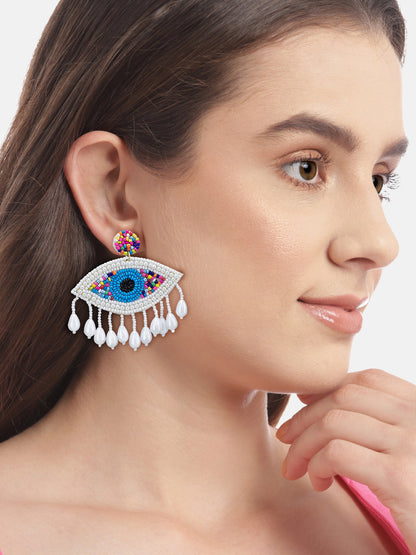 Evil Eye Beaded Quirky Drop Earrings