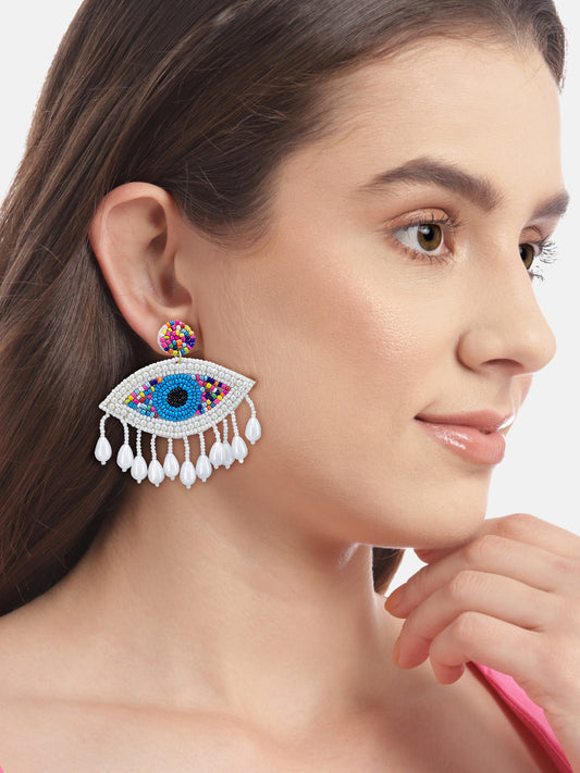 Evil Eye Beaded Quirky Drop Earrings