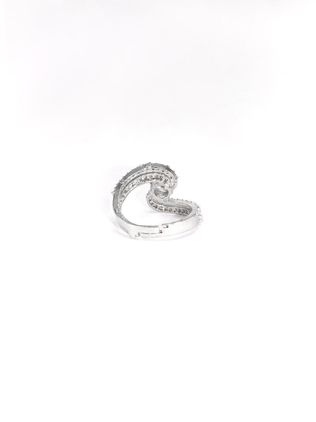 Rhodium Plated American Diamond Adjustable Finger Ring