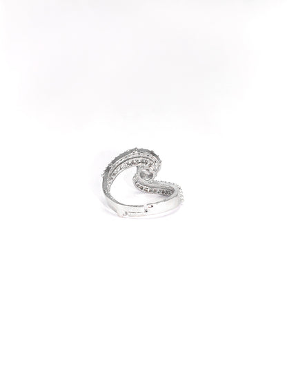 Rhodium Plated American Diamond Adjustable Finger Ring