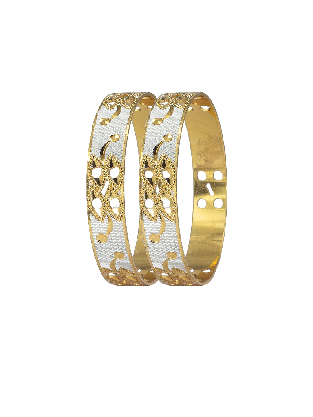 Gold Plated Rhodium Cutwork Bangle Pair