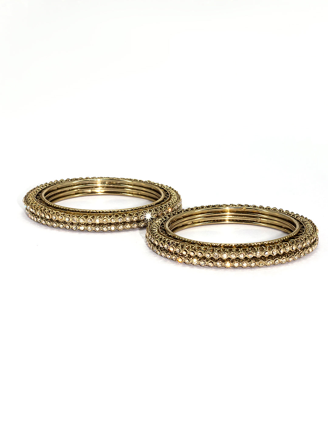 Set Of 4 Gold-Plated Stones Studded Bangles