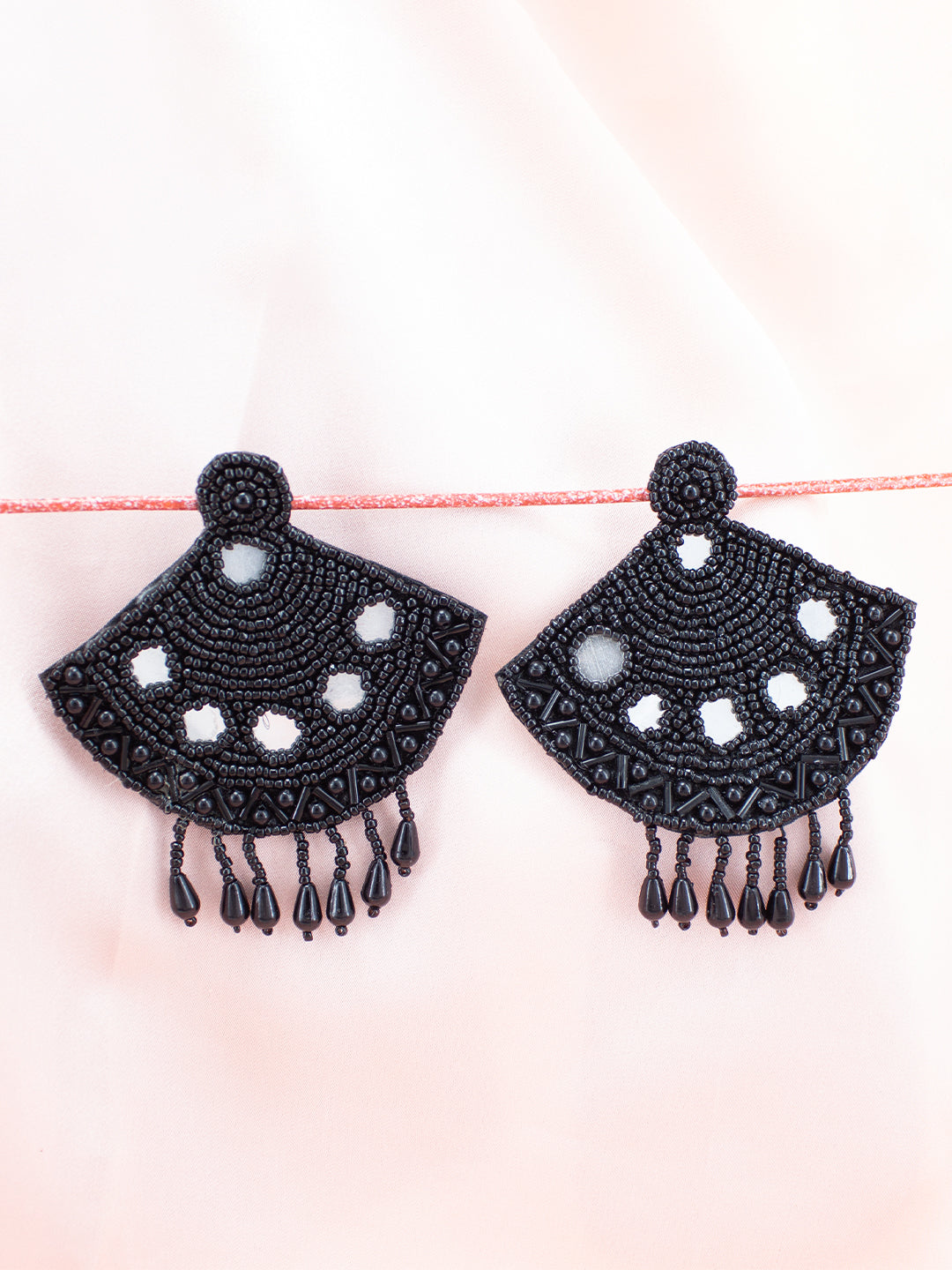 Black Beaded Handmade Drop Earrings