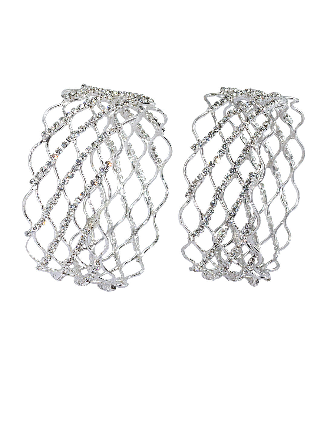 Pair of Silver-Plated Rhinestone studded Bangles