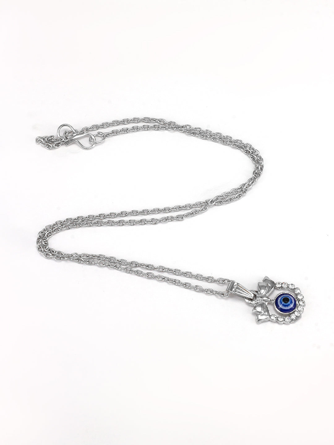 Silver Plated Evil Eye Shaped Pendant & Studs Set