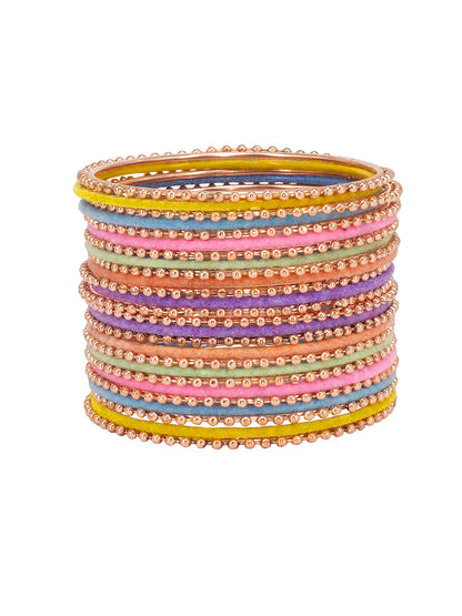 Set Of 26 Rose Gold-Plated Textured Bangles