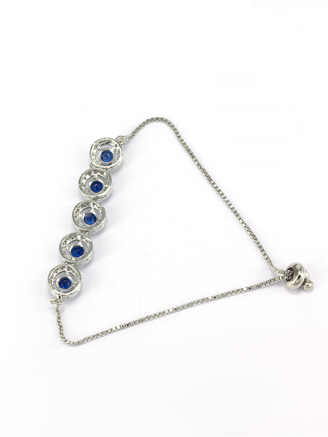 Blue American Diamond Studded Circular Adjustable Bracelet Gift For Women