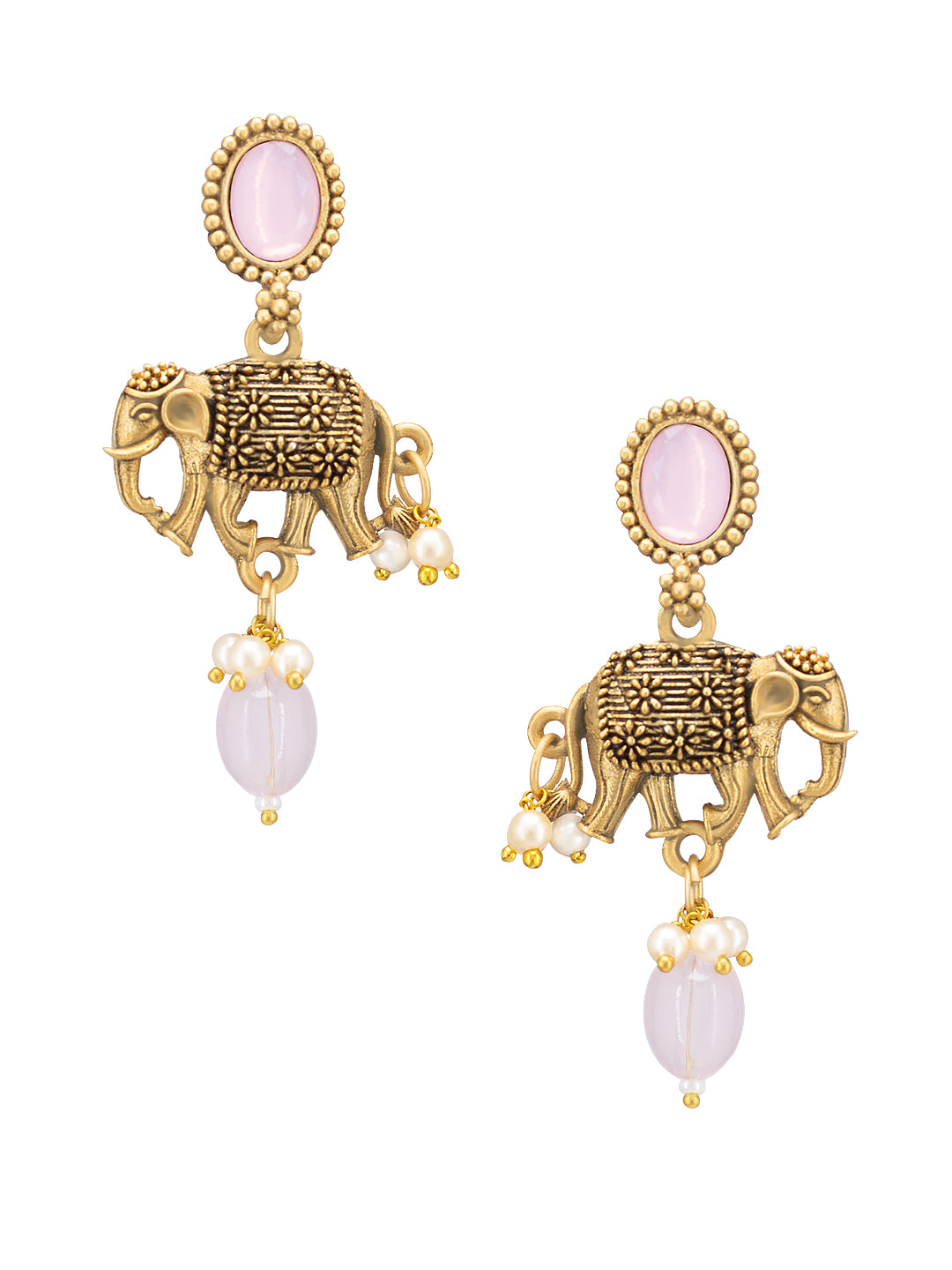 Gold Plated Kundan Studded Elephant Shaped Jewellery Set