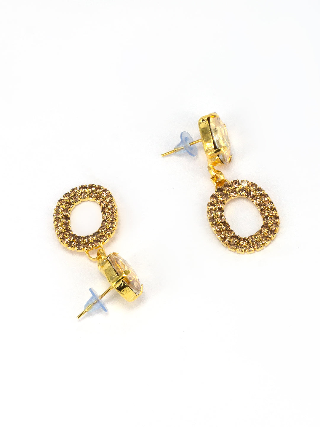 Gold Plated Rhinestone Studded Earrings