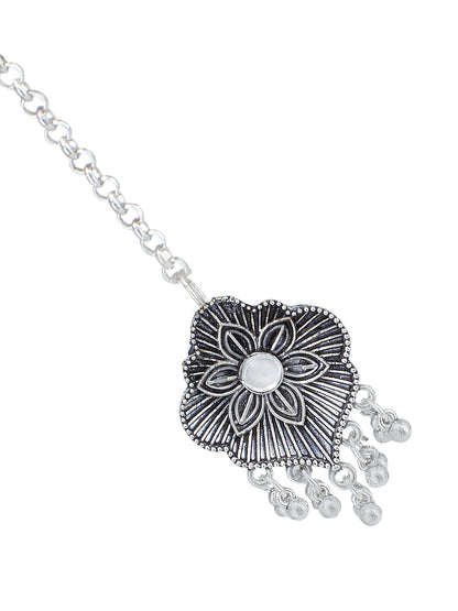 Silver Oxidised Floral Jewellery Set