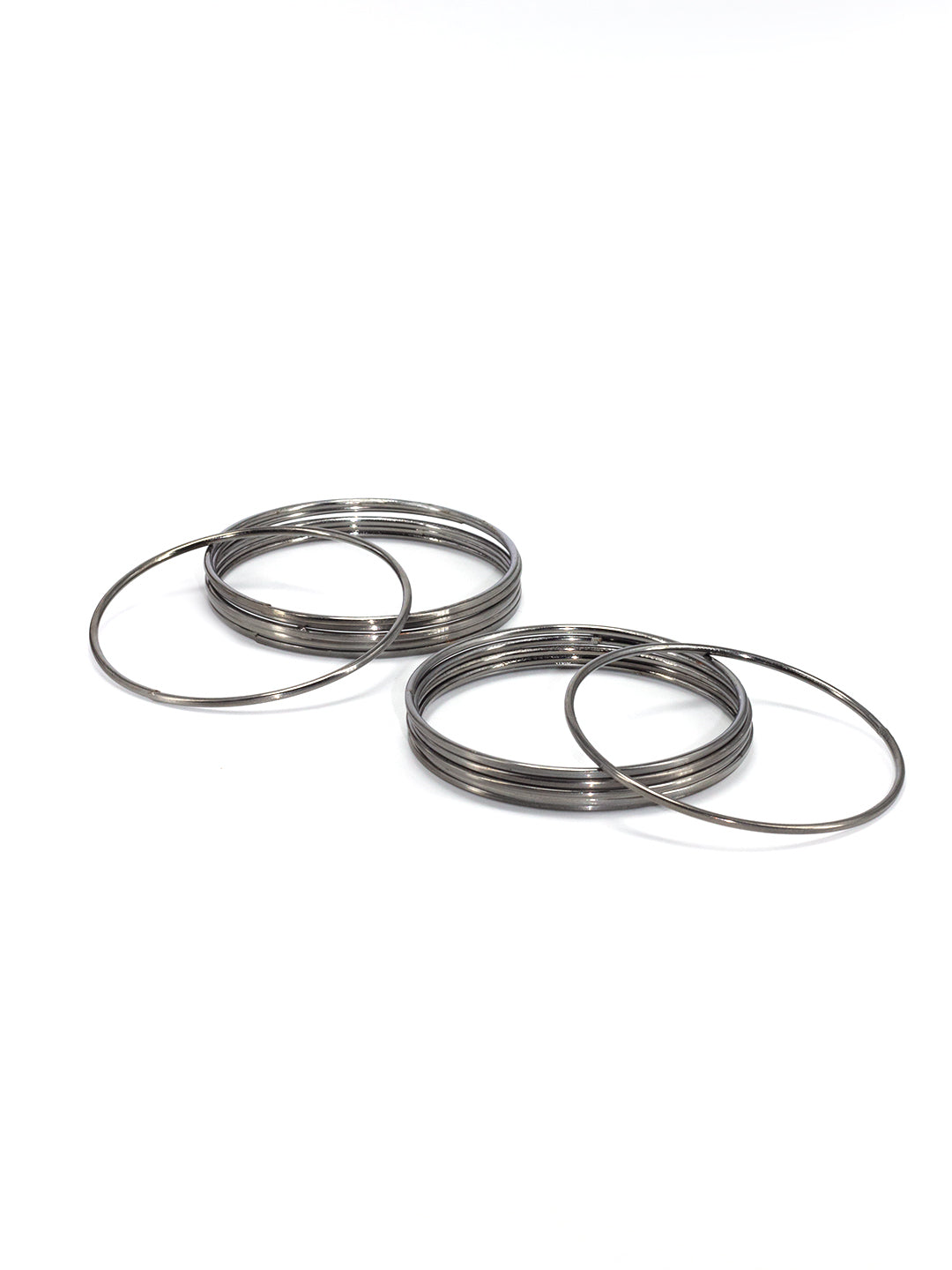 Set Of 12 Silver-Plated Minimal Basic Bangles