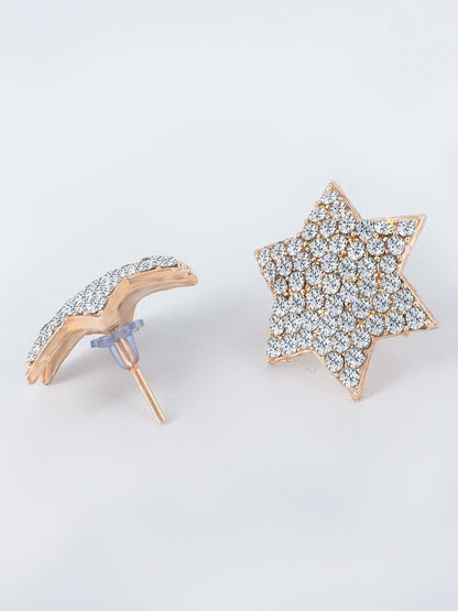 Rose Gold-Plated CZ Studded Studs Earrings