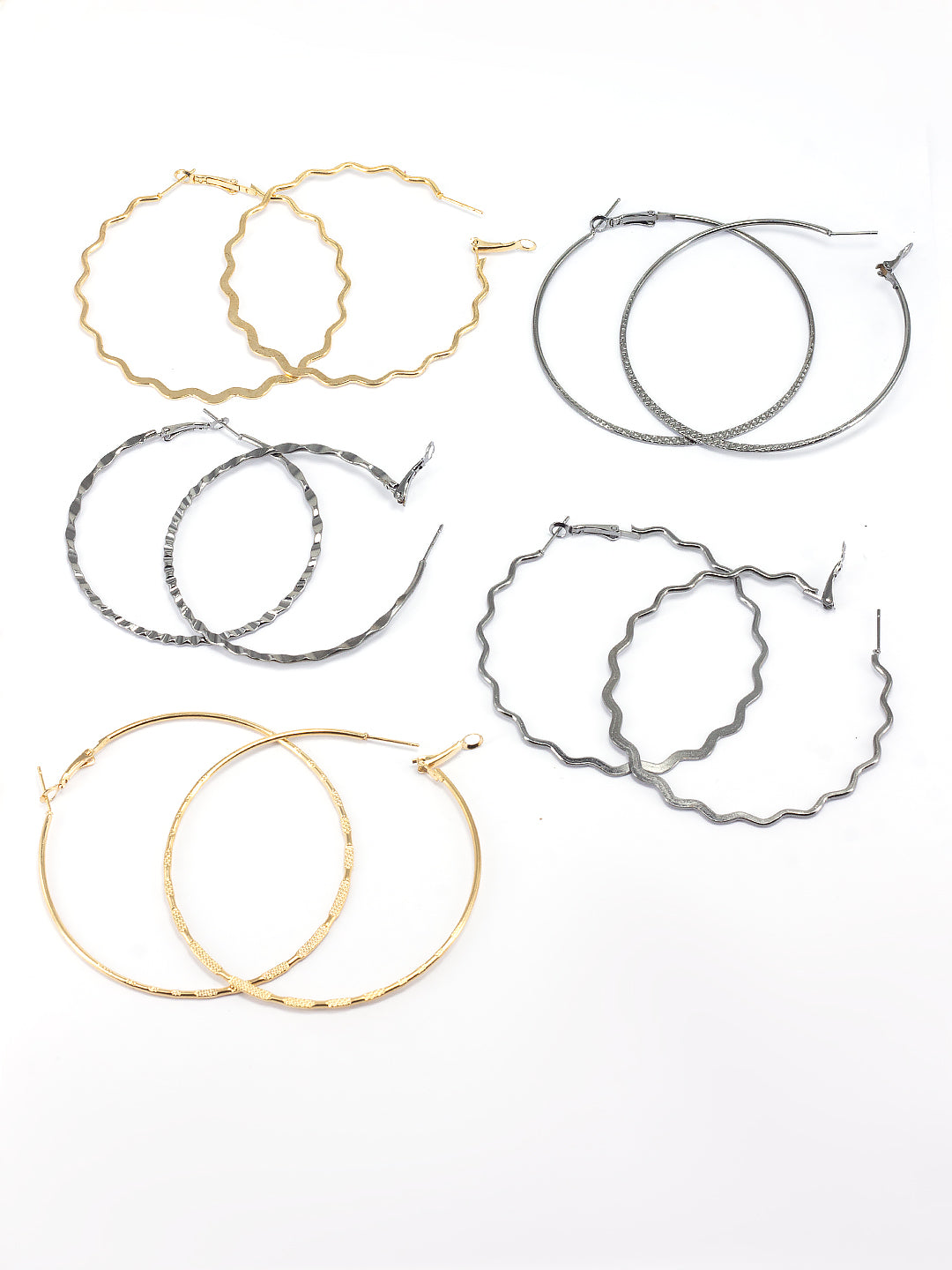 Pack of 5 Silver Plated & Gold Plated Hoop Earrings