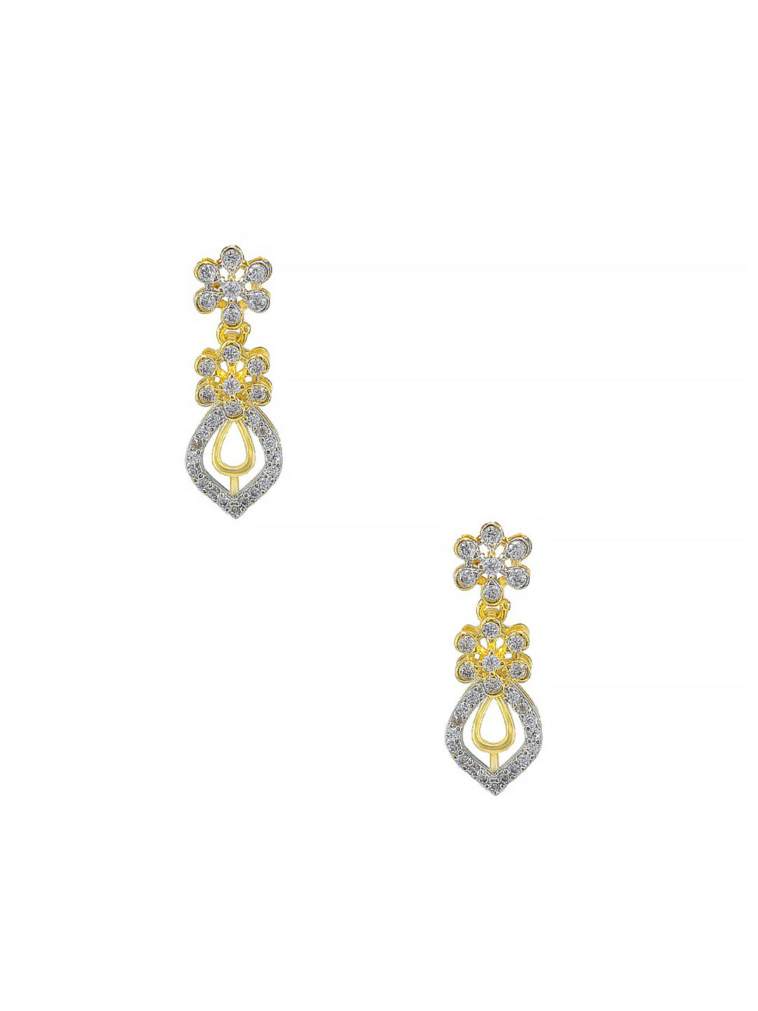 Gold Plated Floral American Diamond Jewellery Set