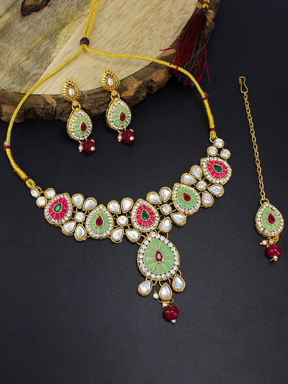 Gold-Plated Kundan Studded Jewellery Set