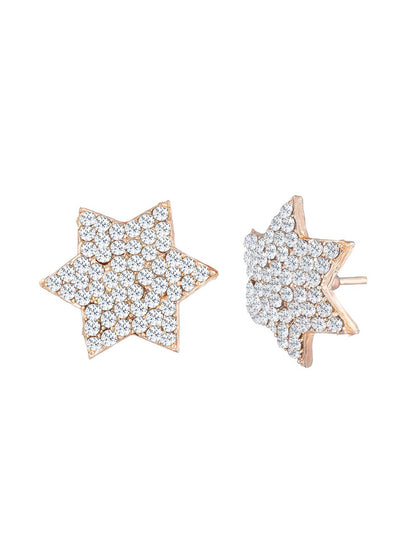 Rose Gold-Plated CZ Studded Studs Earrings