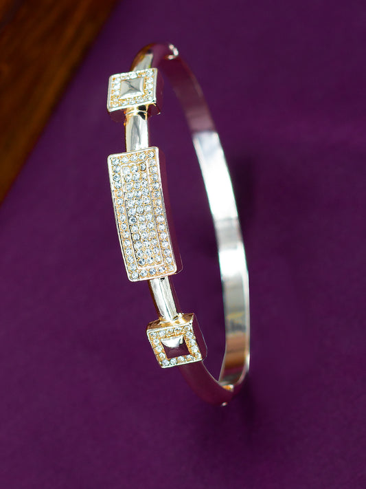 Rose Gold Plated American Diamond Studded Stainless Steel Bracelet