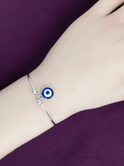 Pack of 2 Silver & Rose Gold Plated Dolphin & Evil Eye Trendy Bracelets