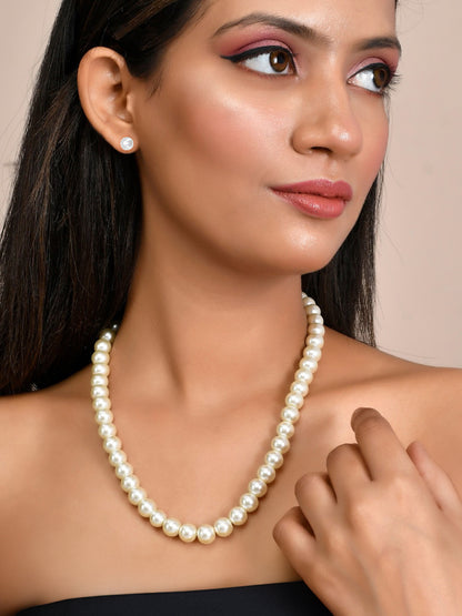 Gold Plated Pearl Beaded Moti Mala Trendy Necklace & Earrings