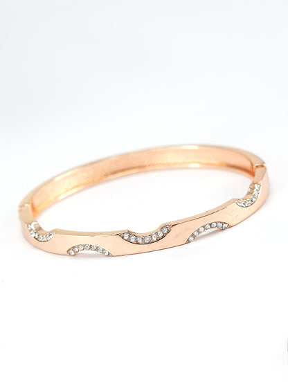 Rose Gold Plated American Diamond Studded Stainless Steel Bracelet