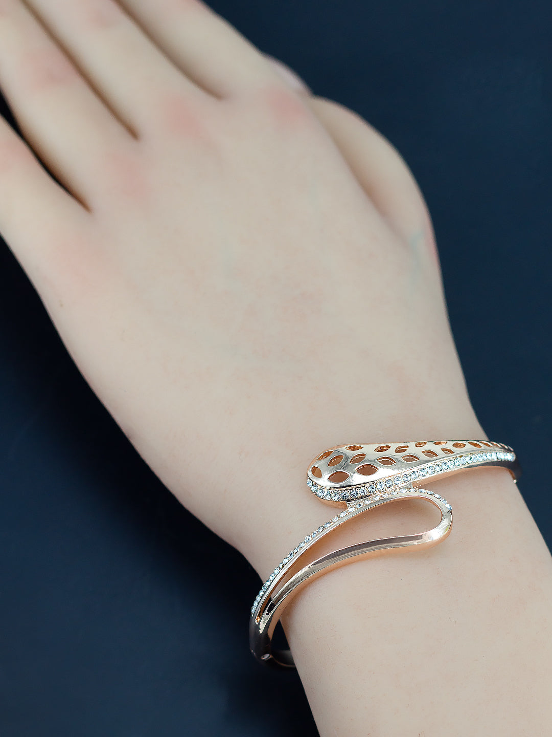 Rose Gold Plated American Diamond Studded Bracelet