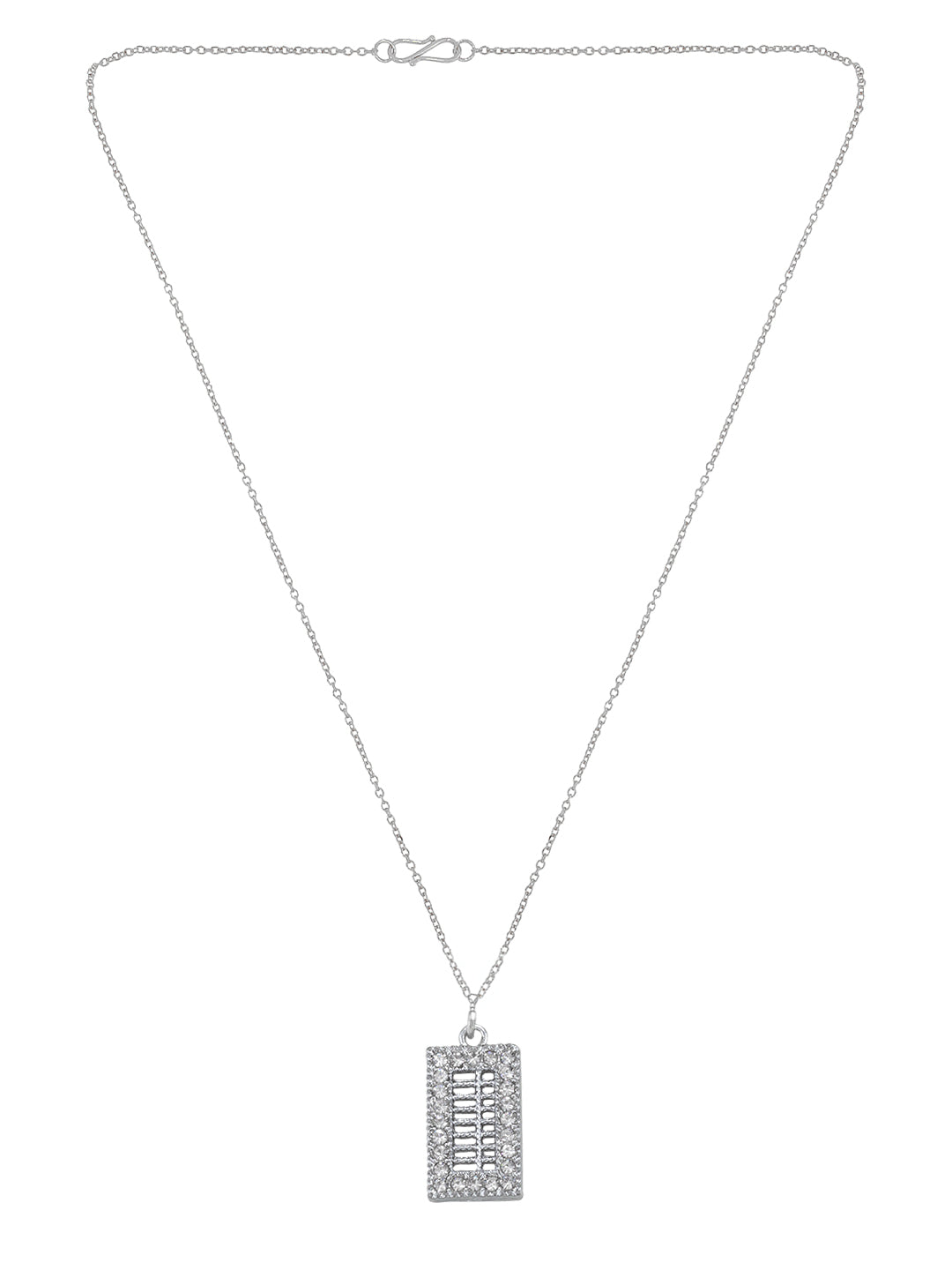 Silver Plated Square Shaped Pendant & Studs Set