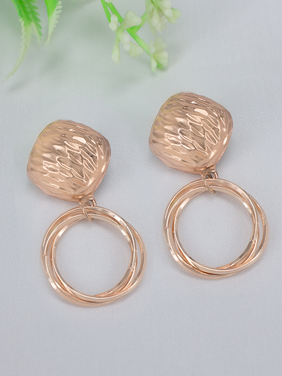 Rose Gold Plated Contemporary Drop Earrings