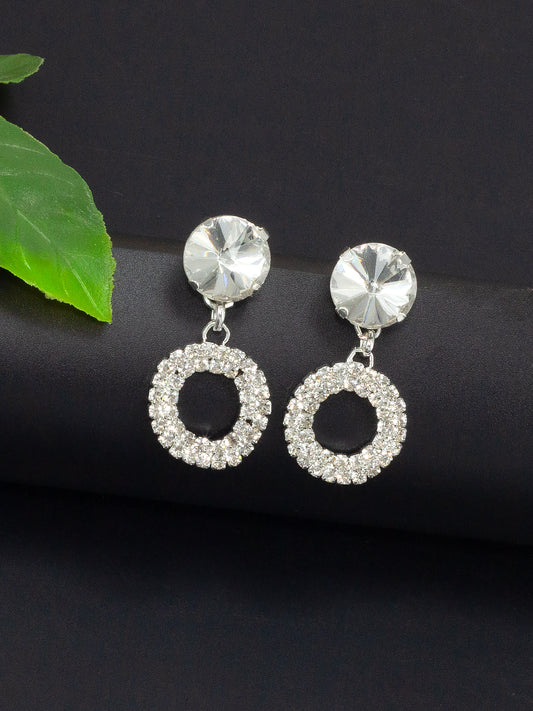 Silver Plated Rhinestone Studded Earrings