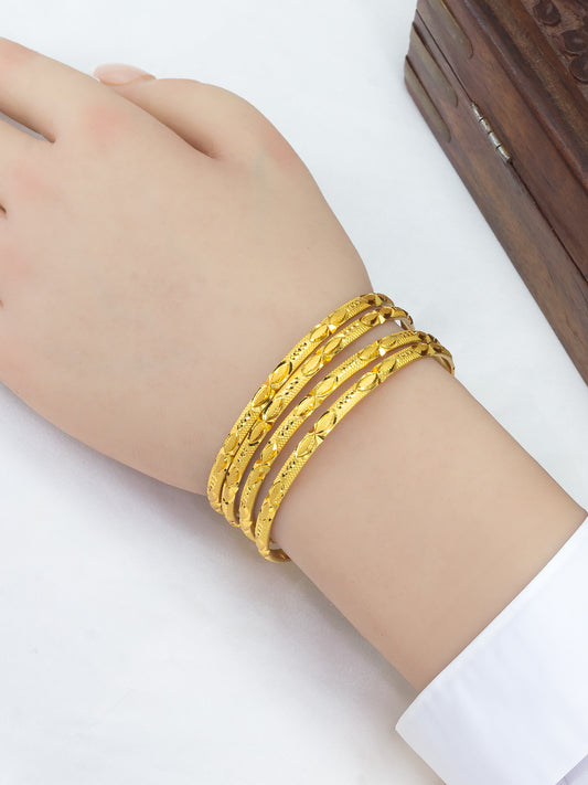 Set of 4 Gold Plated Minimal Bangles