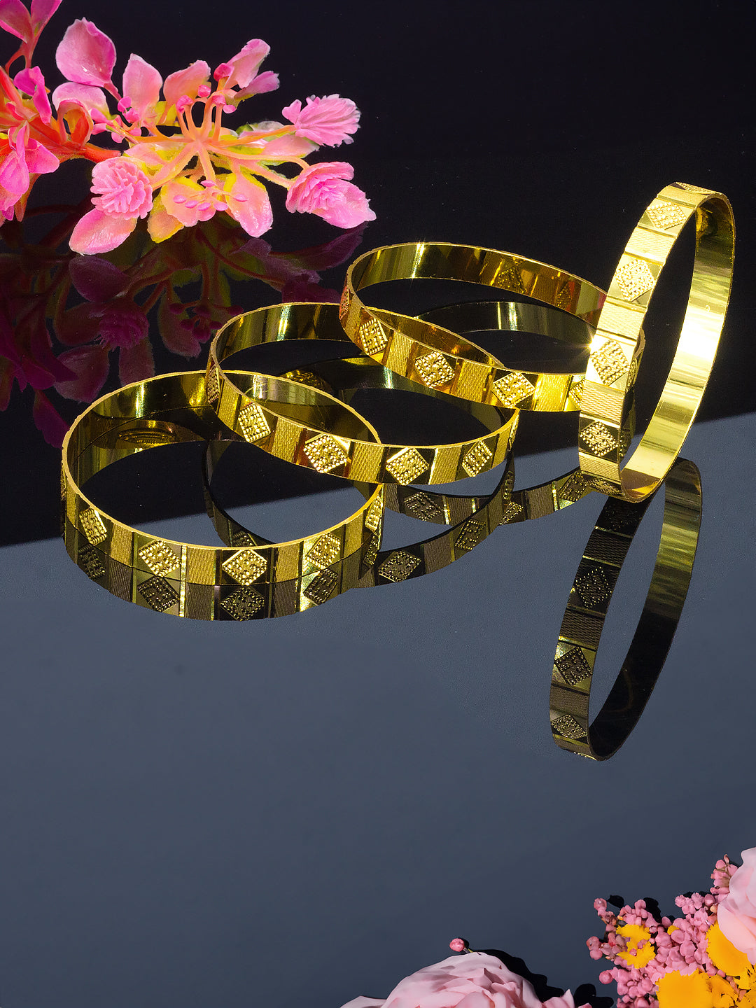 Set of 4 Gold Plated Swastic Bangles