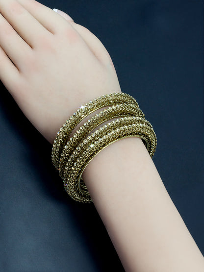 Set Of 4 Gold-Plated Stones Studded Bangles