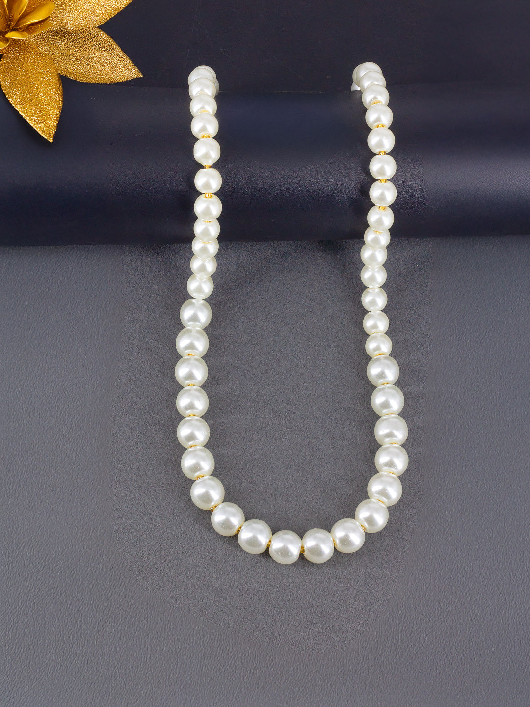 Gold Plated Faux Pearl Beaded Trendy Moti Mala Necklace