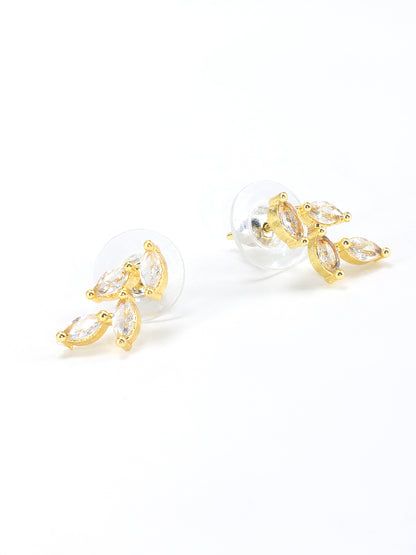 Gold Plated Leaf American Diamond Trendy Jewellery Set