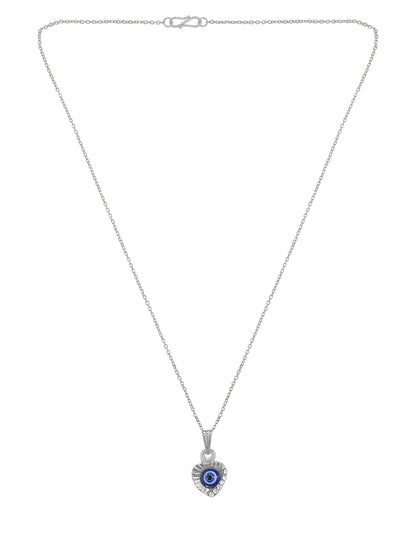 Silver Plated Evil Eye Heart Shaped Pendant & Studs Set