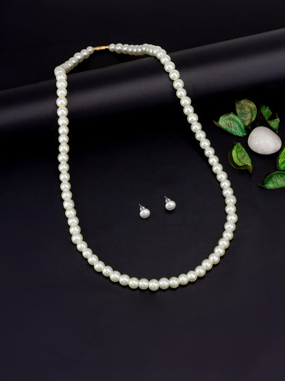 Pearl Beaded Moti Mala Trendy Necklace With Earrings