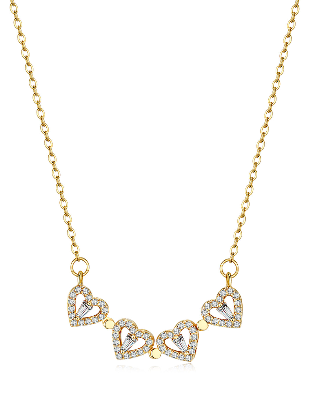 Gold Plated American Diamond Floral Heart Magnate Trendy Necklace