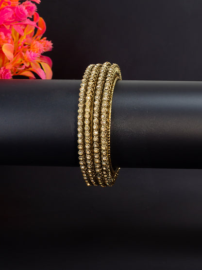 Set Of 4 Gold-Plated Stones Studded Bangles