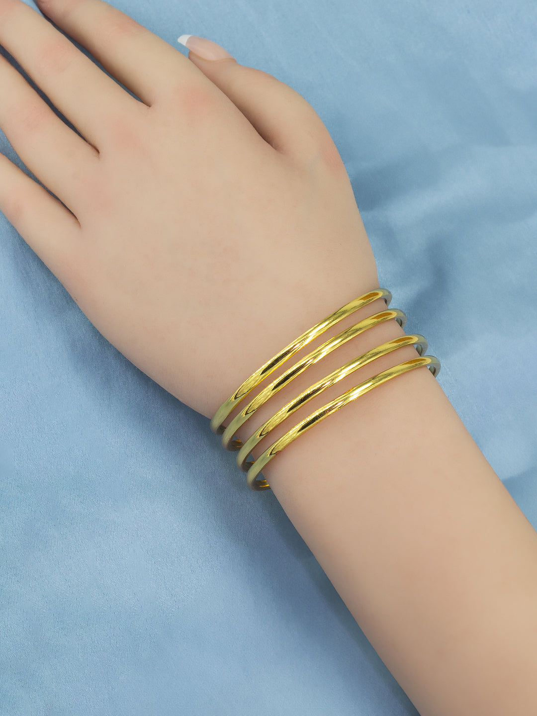 Set of 4 Gold Plated Minimal Bangles