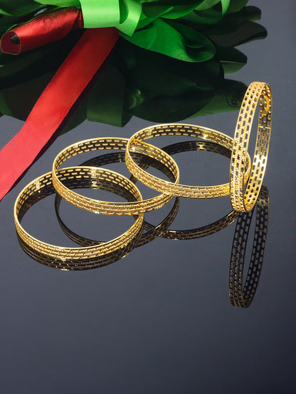 Set of 4 Gold Plated Modern Bangles