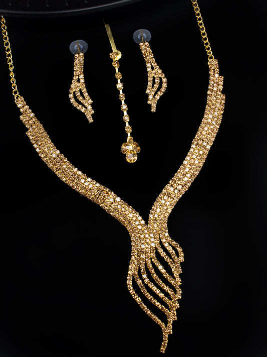 Gold Plated CZ Studded Designer Jewellery Set