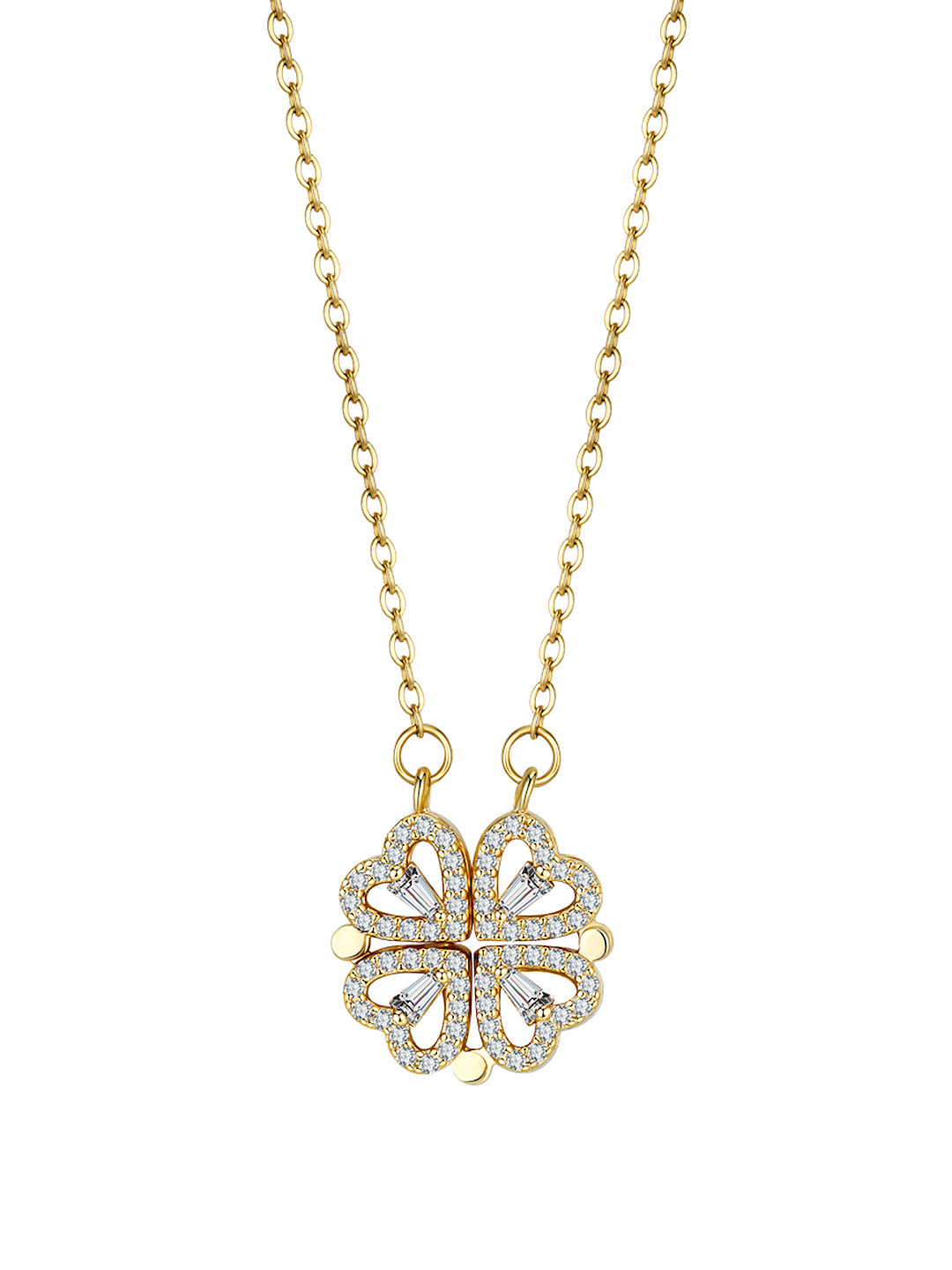 Gold Plated American Diamond Floral Heart Magnate Trendy Necklace