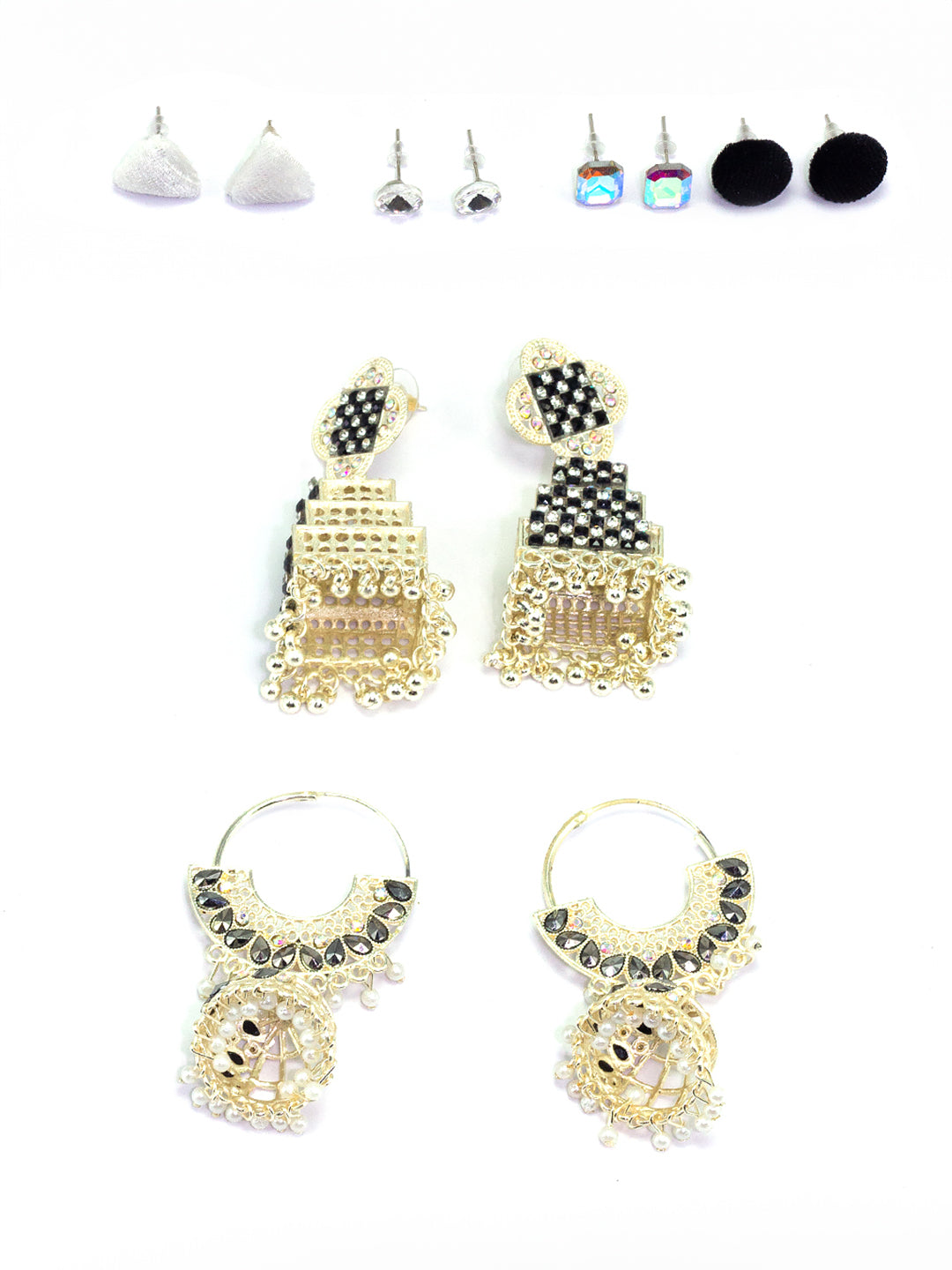 Pack of 6 Gold Plated Jhumka and Studs Earrings