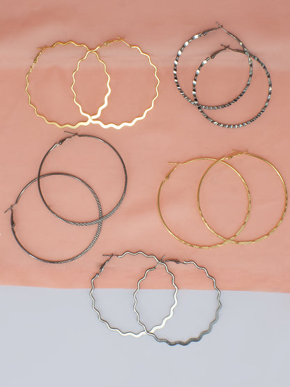 Pack of 5 Silver Plated & Gold Plated Hoop Earrings